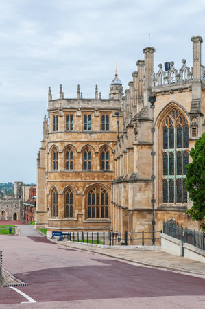 The Queen's Free Chapel of the College of St. George, Windsor Castle in Windsor in Berkshire, England, UK. A royal residence at Windsor Castle. It has been the scene of many royal services, weddings and burials.のeditorial素材