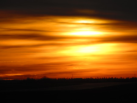 Sunset at airportの写真素材