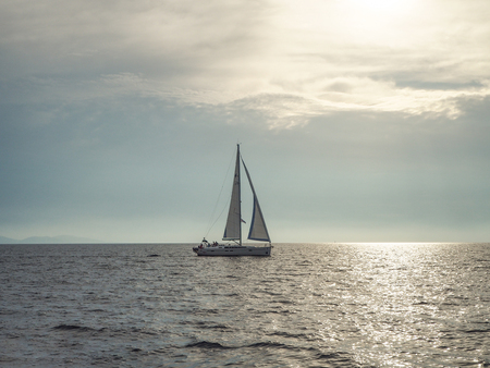 Yacht sunset, Croatia, summer 2016のeditorial素材