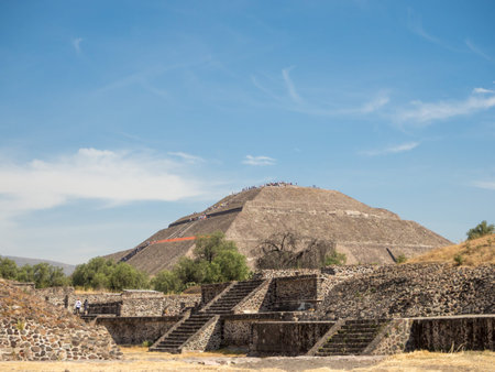 Teotihuacan, Mexico City, Mexico, South America - Janunary 2018 [The Great Pyramid of Sun and Moon,...