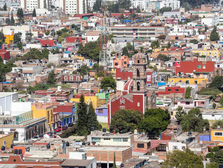 Mexican town with colorful buildings and church, cathedralのeditorial素材