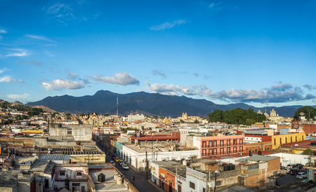 Oaxaca, Mexico, South America: City views from a roof, panorama, landscape, aerialの写真素材