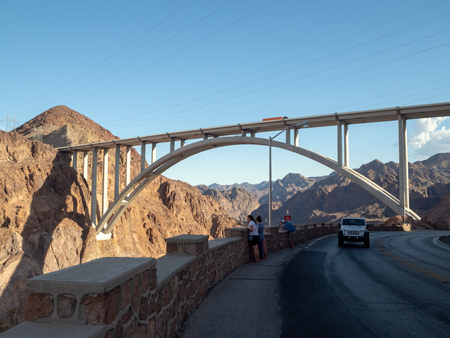 Las Vegas, Hoover Dam, Nevada, USA - Summer 2018 : [ Hoover Dam and Lake Meeads on Colorado River in Nevada Desert ]のeditorial素材