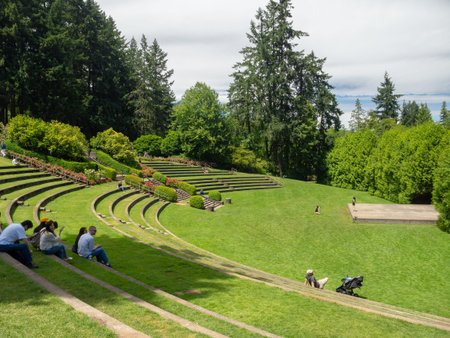 Portland, Oregon, USA - July 2018: International Rose Test Garden in Protland