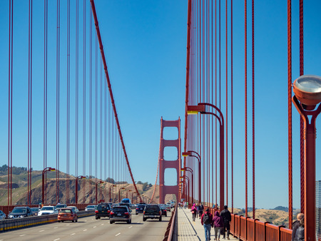 SAn Francisco, California, USA - July 2018: Golden Gate Bridge, Strait and National Recreation Areaのeditorial素材