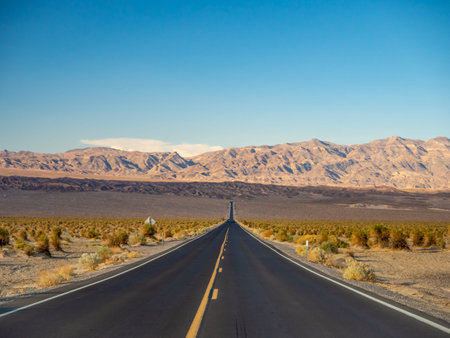 Death Valley, Mojave Desert road, California, USA: The hottest place on Earth