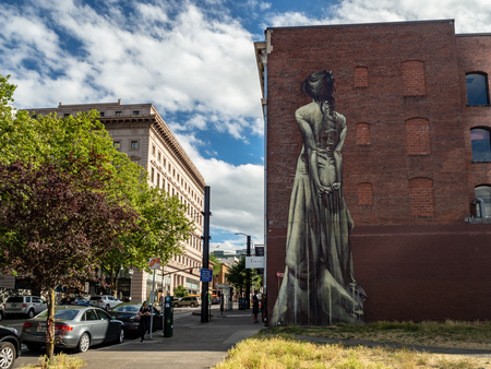 Portland, Oregon, USA - July 2018: Protland City Skyline and Downtownのeditorial素材