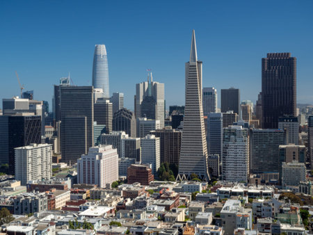 The City of San Francisco, California, USA - July 2018: Downtown Skyline
