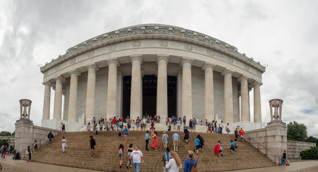 Washington DC, District of Columbia, Summer 2018 [United States US, Lincoln Memorial over Reflection...