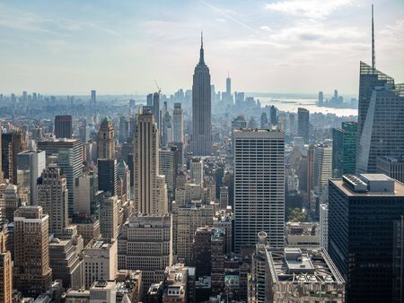 Manhattan, New York, United States of Americe : [ City architecture details from above and down below, apartment buildings and offices ]のeditorial素材