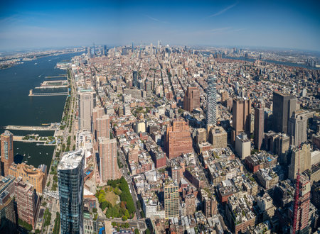 Downtown Manhattan island, New York City, United States of America : [ Hudson river view and...