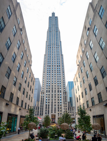 New York City, Manhattan island, United States of America [ Rockefeller center plaza building, visitor center view, observation deck panorama on top of the rock ]のeditorial素材
