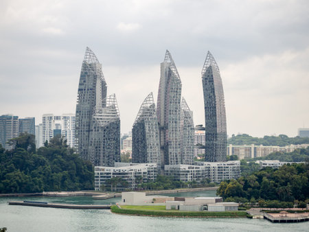 Singapore - Summer 2020: Reflections at Keppel Bay in Singapore luxury waterfront residential...