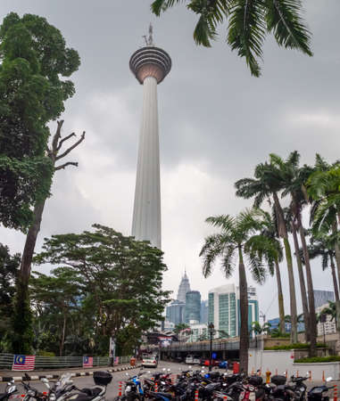 Kuala Lumpur, Mlaysia : Menara TV Tower with tourist panorama view platformのeditorial素材