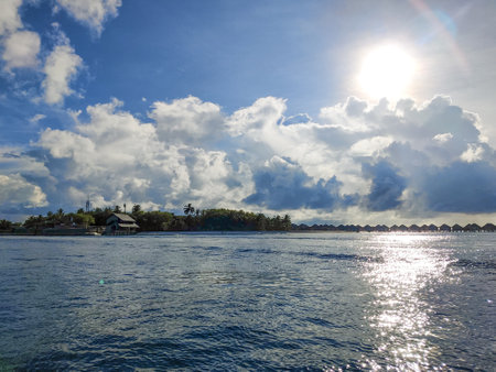 Maldives speed boat transportation, whale shark and manta snorkeling and catching, atoll sea lifeの写真素材