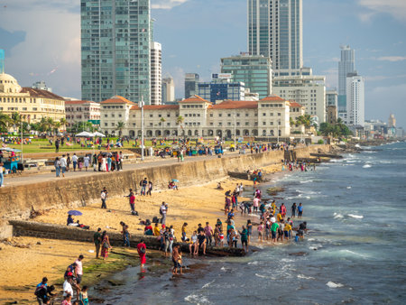 City of Colombo, Sri Lanka, Ceylon island, Galle Face Green parkの写真素材