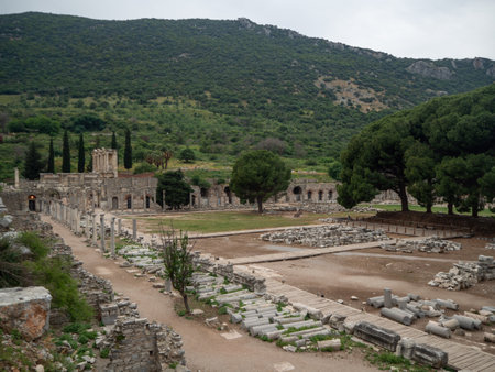 Ephesus,  Izmir province, Turkey - Summer 2024 : Roman city ruins from Ancient Greeceの写真素材
