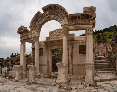 Ephesus,  Izmir province, Turkey - Summer 2024 : Roman city ruins from Ancient Greece