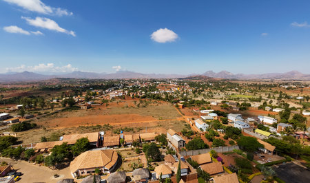 Landscapes of the island of Madagascar, Central Highlands Ambalavao cityの写真素材