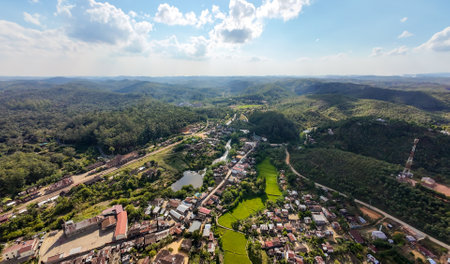 Landscapes of the island of Madagascar, nature and rain forest jungle aerial shotsの写真素材