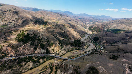 Landscapes of the island of Madagascar, Central Highlands and rice fieldsの写真素材