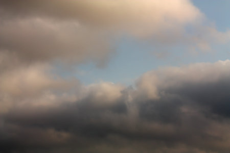 Partly cloudy sky background, partial blue sky