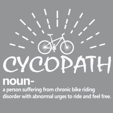 Cycling card with hand drawn text and bicycle. Vector illustration.