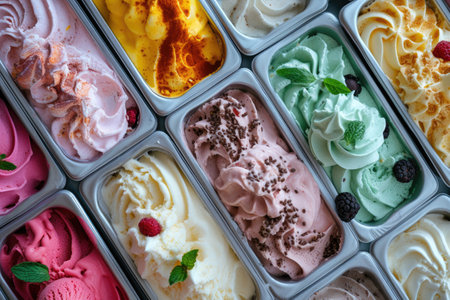 Gelato Galore: Italy's Sweet Frozen Delights, Flat lay viewの素材
