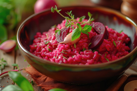 The Radiant Red: Beetroot Risotto, A Gourmet Masterpiece in Every Biteの素材
