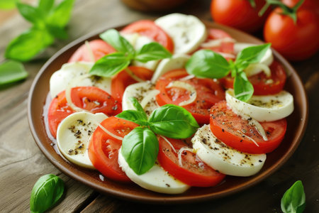 Salad Caprese with tomato mozzarella and basilの素材