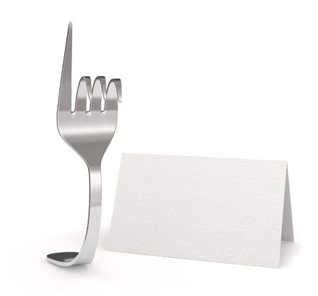 Fork-shaped hand, table bookingの写真素材