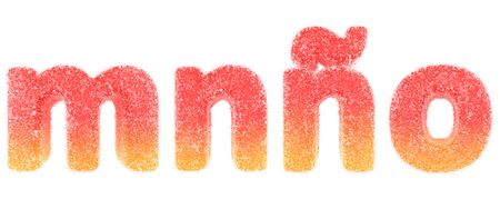 Lowercase letters m, n, n, o. Candy alphabet collectionの写真素材