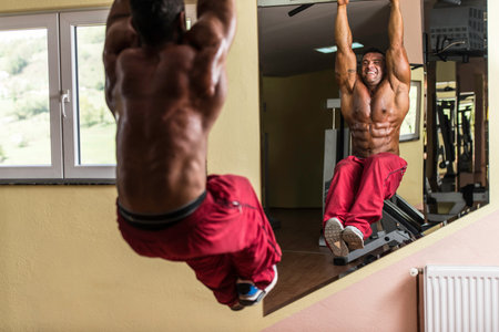 body builder doing abs exercise