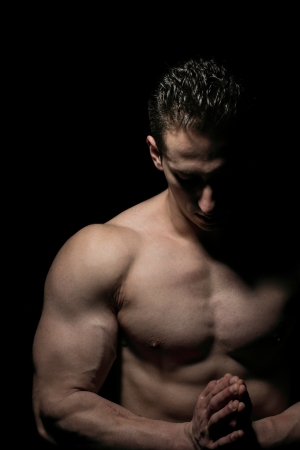 strong man prayingの写真素材