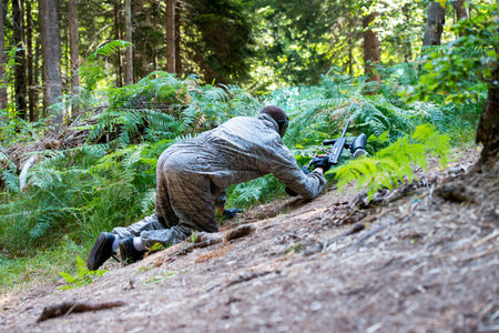 Paintball Players Hidingの写真素材