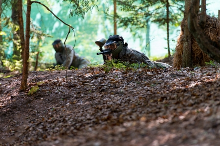 Paintball Players Hidingの写真素材