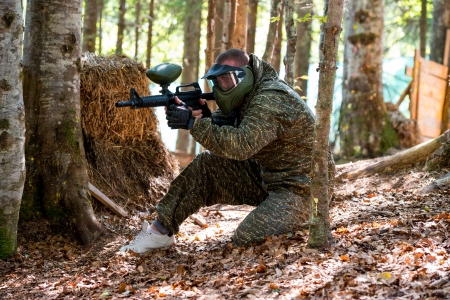 Paintball sniper ready for shootingの写真素材