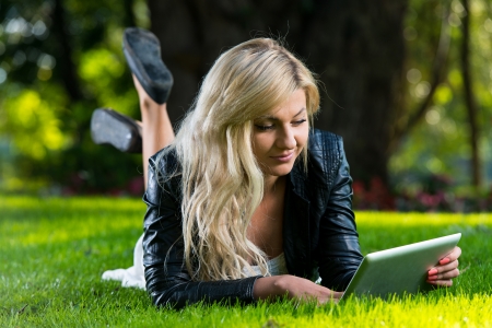 Young Woman Using Tablet Notebookの写真素材