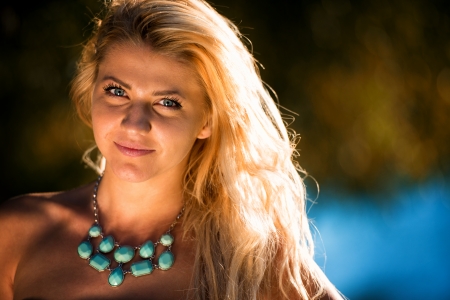 Summer Beautiful Portrait In Soft Sunlightの写真素材