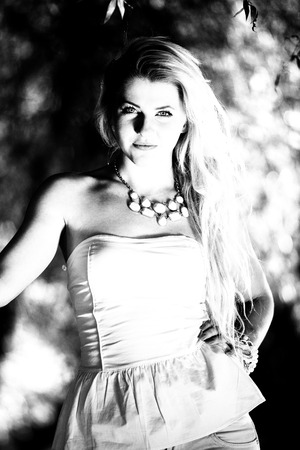 Summer Beautiful Portrait In Soft Sunlightの写真素材