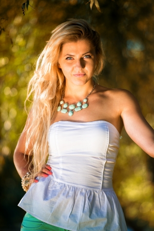Potrait Of Young Woman Outside In Summerの写真素材