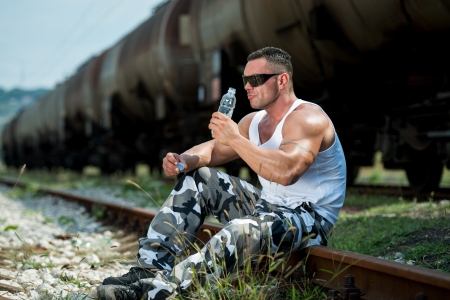 Man Drinking Water After Exerciseの写真素材