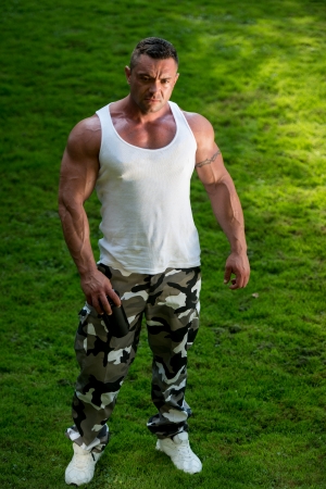 Man Resting And Holding Protein Shakeの写真素材