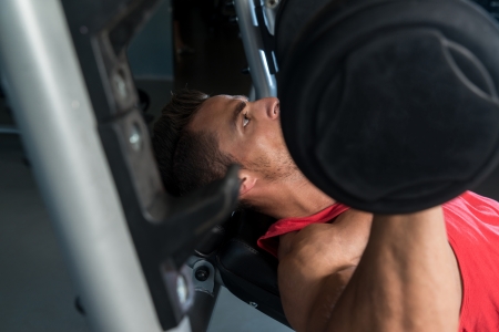 Chest Workout On An Exercise Benchの写真素材