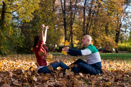 Cheerful Couple Together In The Natureの写真素材