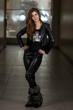 Portrait Woman With Long Brown Hairの写真素材