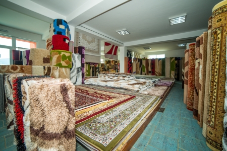 Colorful Carpets In The Storeの写真素材