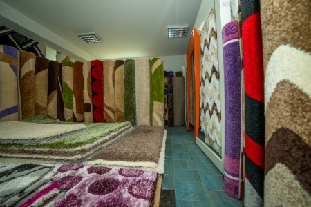 Carpets And Rugs Rolled Up & Displayedの写真素材