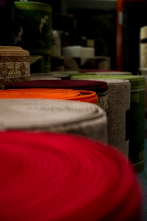 Rolled Rugs Inside A Rug Storeの写真素材