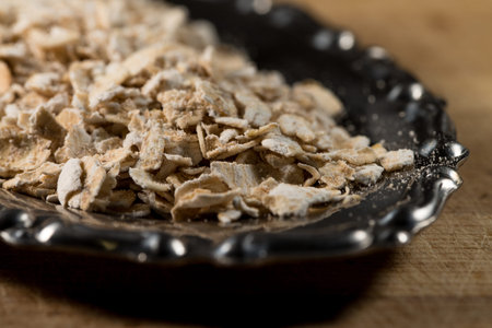 Oat Flake In A Metal Bowl